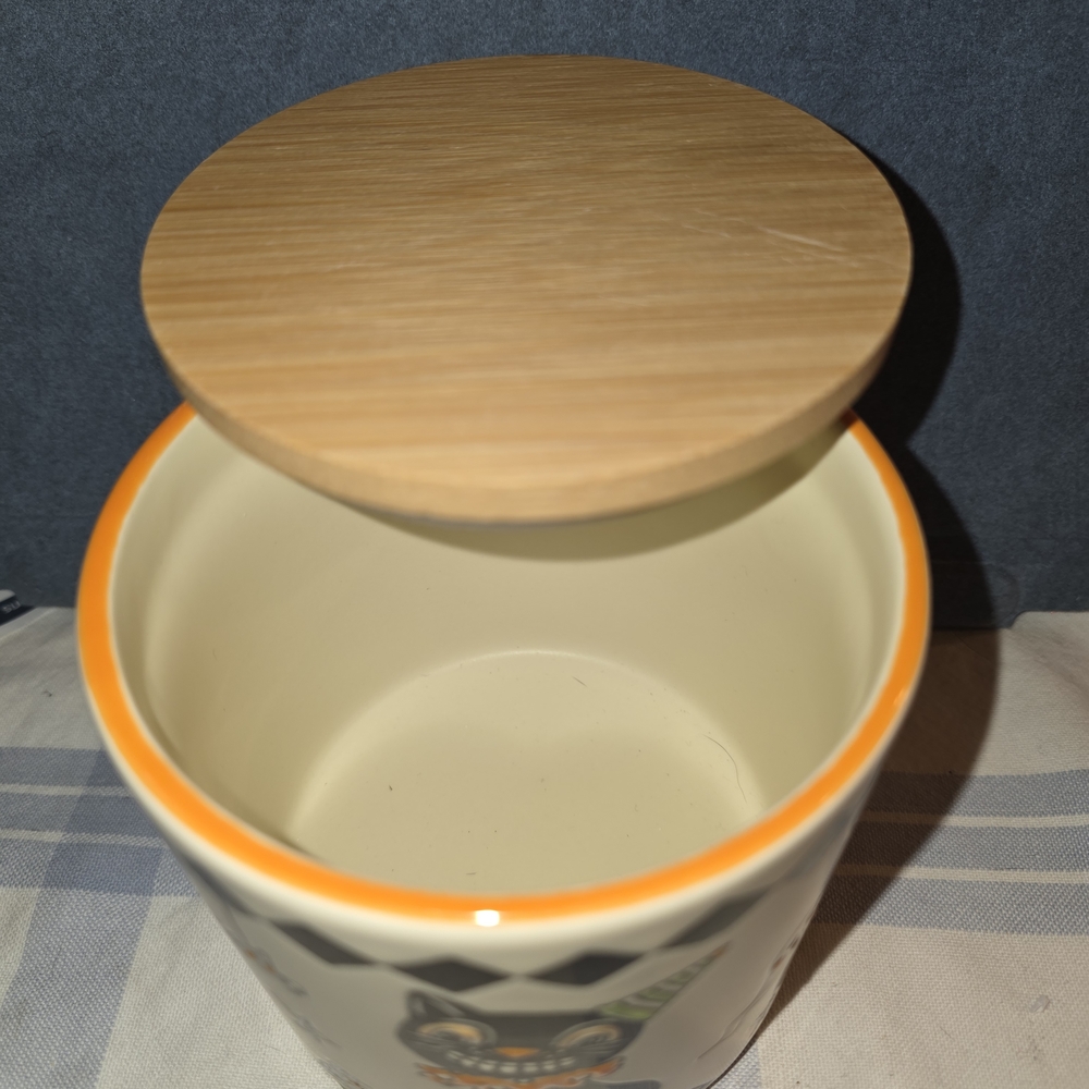Eli + Ana Black Cat Creep Show Jar with Bamboo Lid NEW - Picture 2 of 4